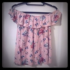 Pink floral off the shoulder top